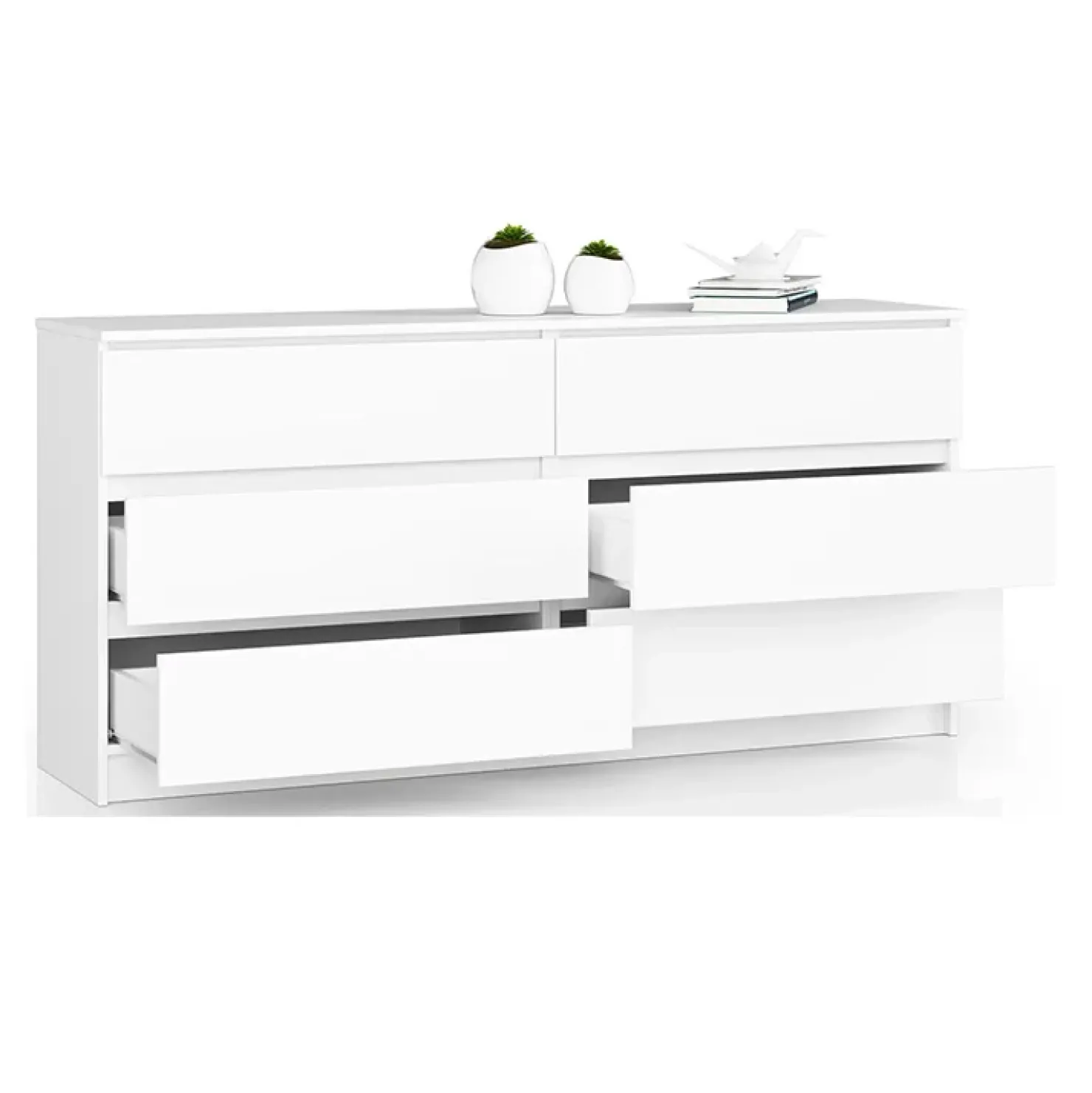 Garnero Arredamenti Cassettiera 160x77h cm moderna 6 cassetti bianco Living Bianco Opaco New