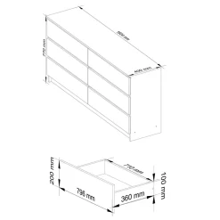 Garnero Arredamenti Cassettiera 160x77h cm moderna 6 cassetti bianco Living Bianco Opaco New