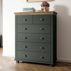 Garnero Arredamenti Cassettiera 90x113h cm moderna quercia Texel Verde Outlet