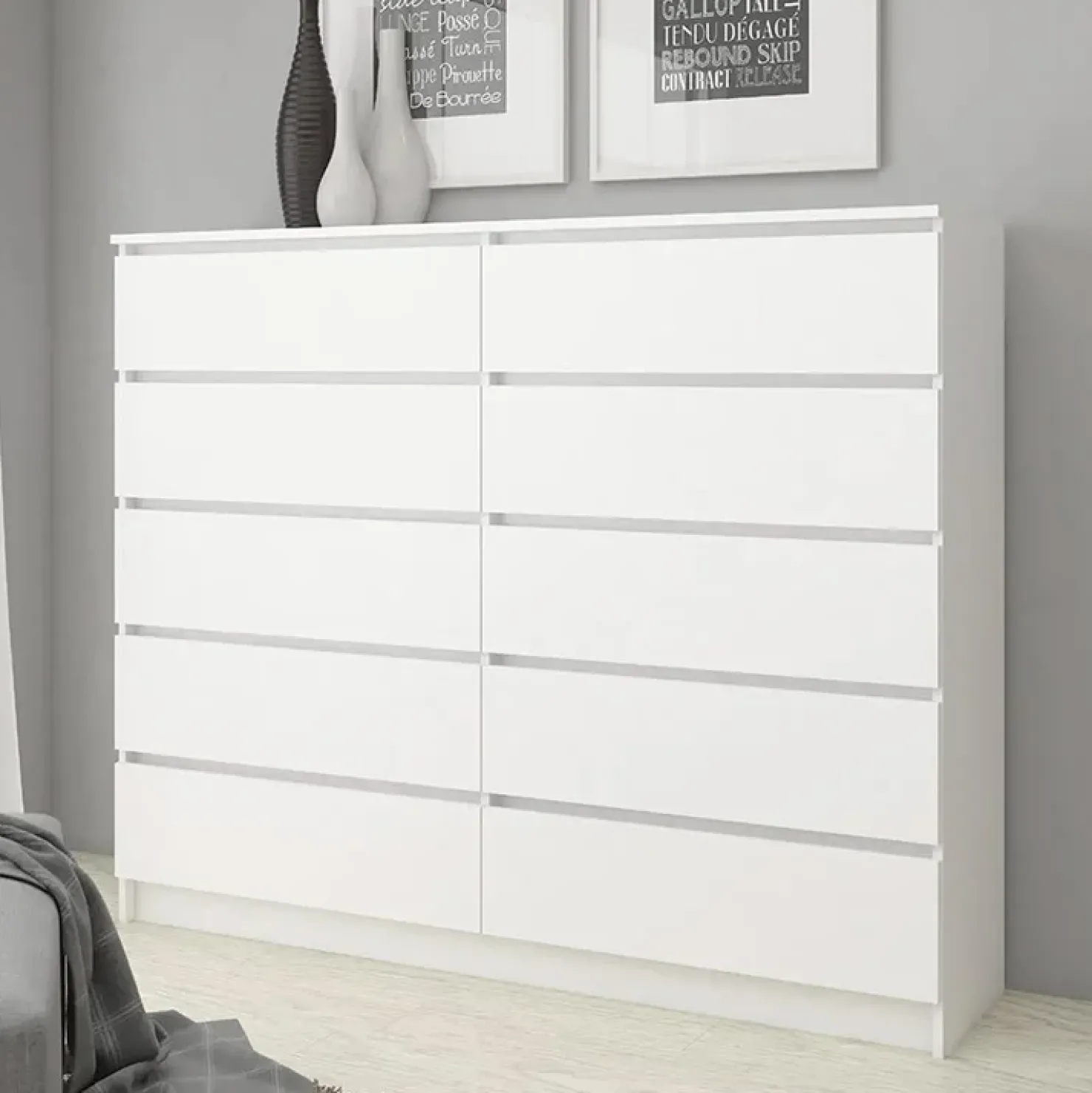 Garnero Arredamenti Cassettiera 140x120h cm moderna 10 cassetti bianco Living Bianco Opaco Best