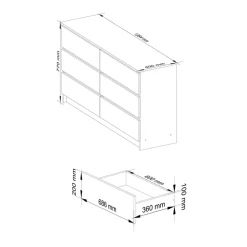 Garnero Arredamenti Cassettiera 140x77h cm moderna 6 cassetti Living Rovere Online