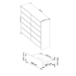 Garnero Arredamenti Cassettiera 140x120h cm moderna 10 cassetti Living Rovere New