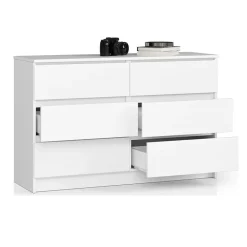 Garnero Arredamenti Cassettiera 120x77h cm moderna 6 cassetti bianco Living Bianco Opaco Discount