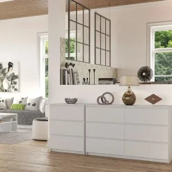 Garnero Arredamenti Cassettiera 120x77h cm moderna 6 cassetti bianco Living Bianco Opaco Discount