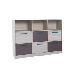 Garnero Arredamenti Cassettiera 145x108h cm per cameretta bianco pino grigio blu Maya Gihome® Outlet