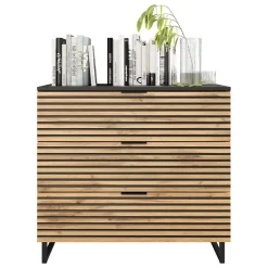 Garnero Arredamenti Cassettiera 80x76h cm rustica design cannettato rovere nero List Hot