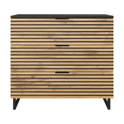 Garnero Arredamenti Cassettiera 80x76h cm rustica design cannettato rovere nero List Hot