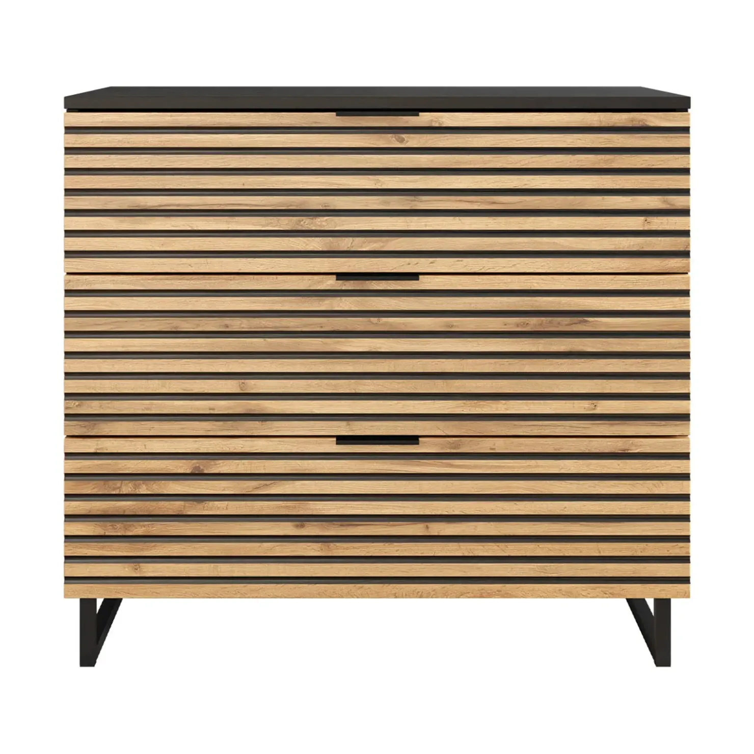 Garnero Arredamenti Cassettiera 80x76h cm rustica design cannettato rovere nero List Hot