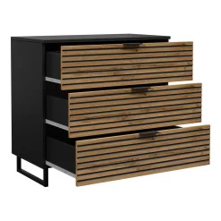 Garnero Arredamenti Cassettiera 80x76h cm rustica design cannettato rovere nero List Hot