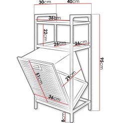 Garnero Arredamenti Cesto portabiancheria 40x95h cm bagno rovere Caddy