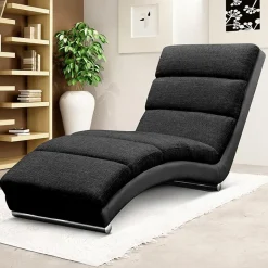 Garnero Arredamenti Chaise longue design 180cm imbottita in tessuto nero Marty Tessuto Ecopelle e Lawa Nero Clearance