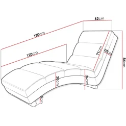 Garnero Arredamenti Chaise longue design 180cm imbottita in tessuto nero Marty Tessuto Ecopelle e Lawa Nero Clearance