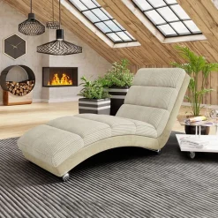 Garnero Arredamenti Chaise longue imbottita in velluto a coste 180cm beige Marty Velluto Poso Beige Best