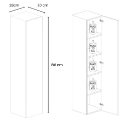 Garnero Arredamenti Colonna a terra 28x186h cm 1 anta reversibile multiuso Sunset Tortora