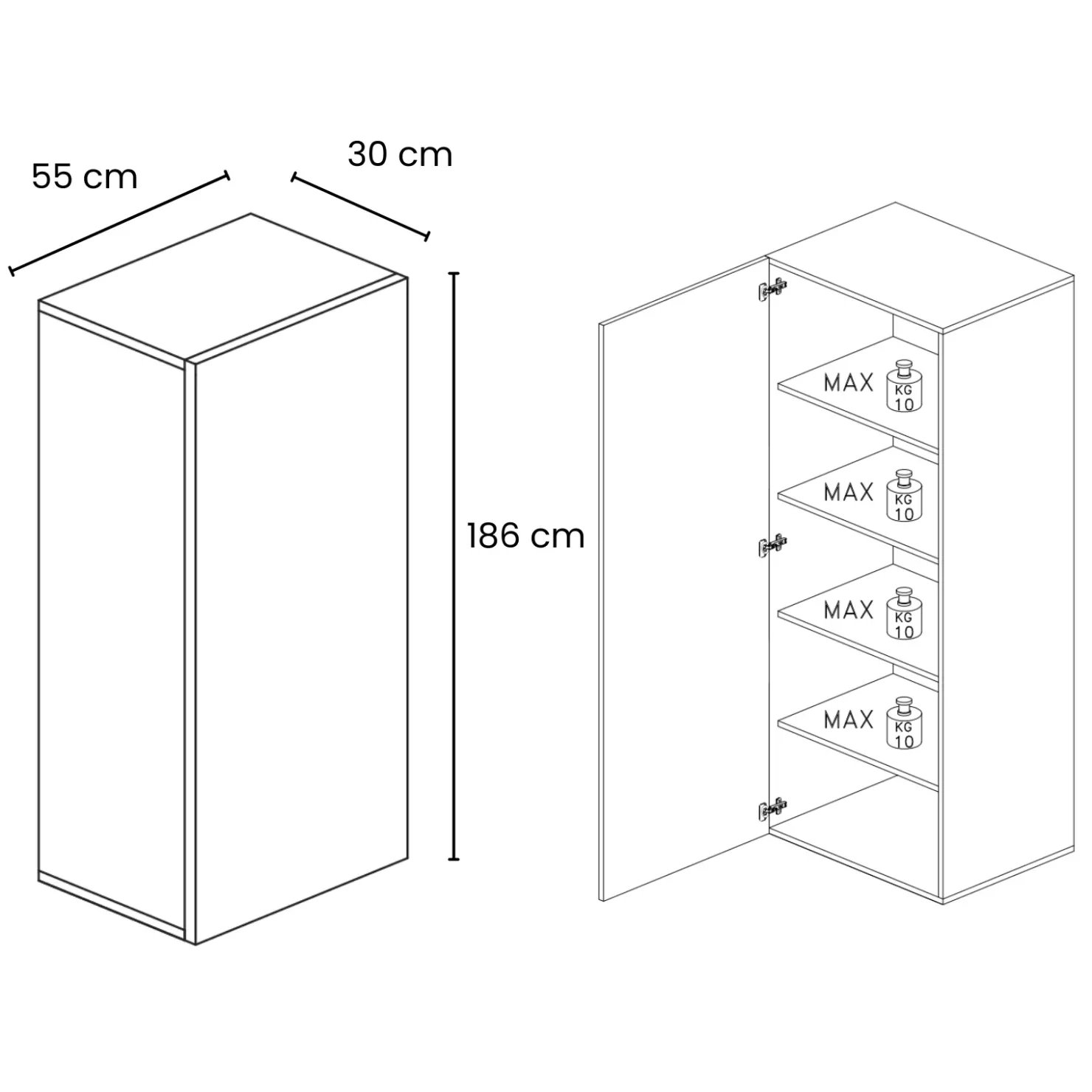 Garnero Arredamenti Colonna a terra 55x186h cm 1 anta reversibile bronzo Sunset Marrone Hot