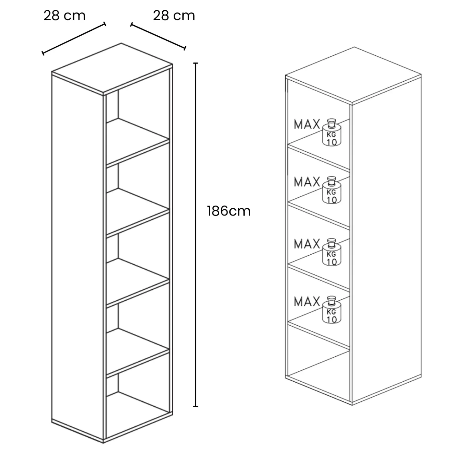 Garnero Arredamenti Colonna a terra 28x186h cm libreria 5 vani Sunset Antracite Hot