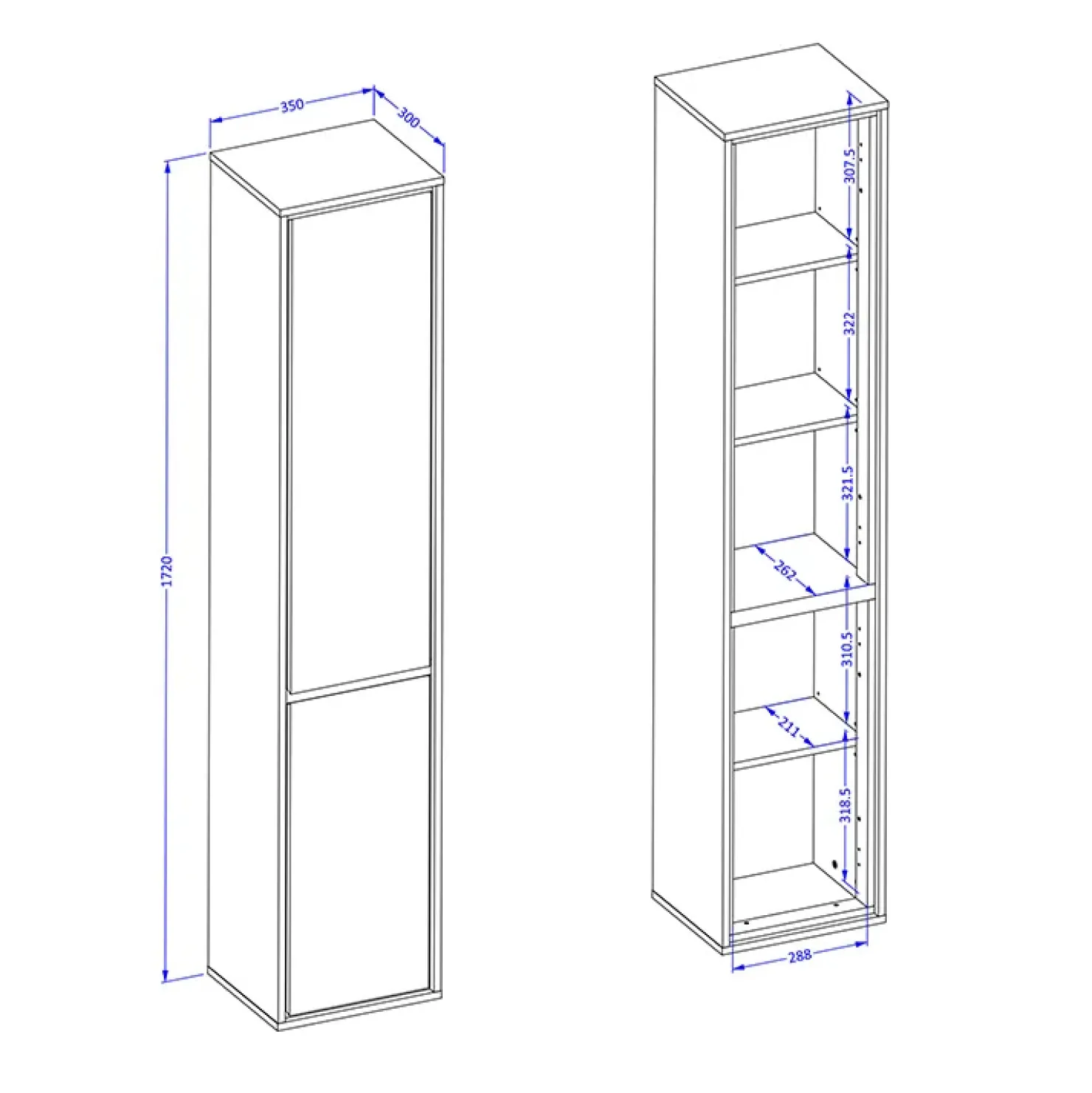 Garnero Arredamenti Colonna bagno sospesa 35x172h cm 2 ante nero Linda Tortora Outlet