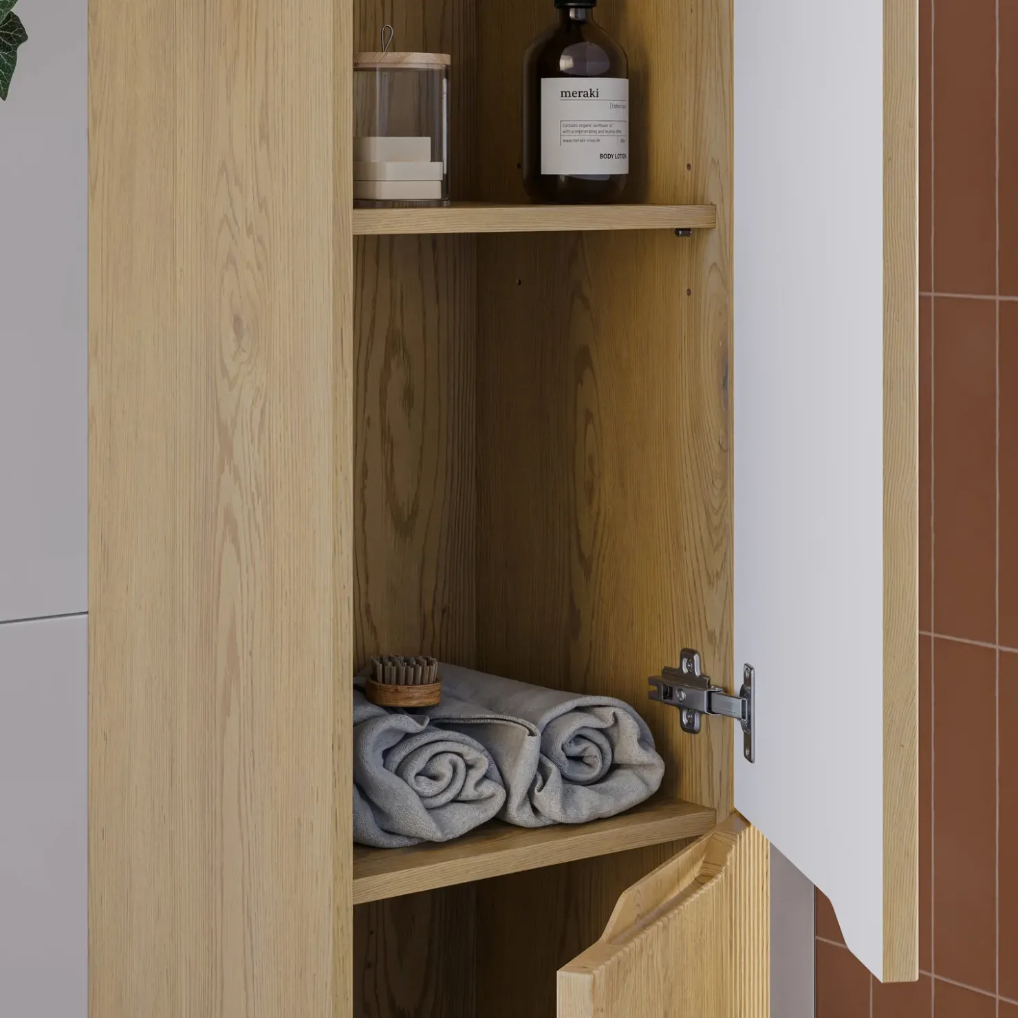 Garnero Arredamenti Colonna bagno sospesa 35x170h cm cannettato 2 ante rovere Pretty Clearance