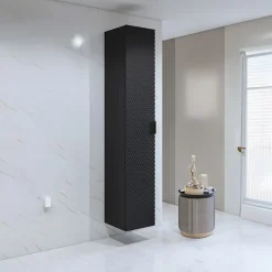 Garnero Arredamenti Colonna bagno sospesa 35x186h cm 1 anta nero frontale decorato Konny Nero Lucido - Nero opaco Sale