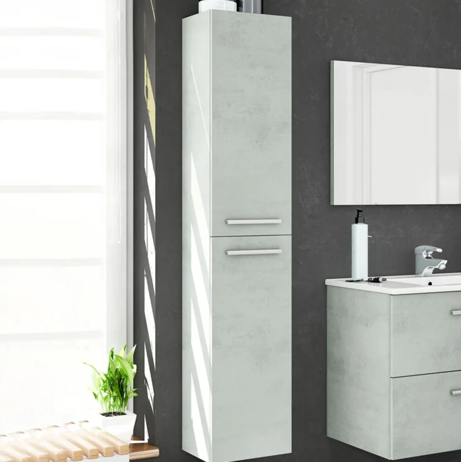 Garnero Arredamenti Colonna bagno sospesa 30x150h cm cemento Oscar Discount