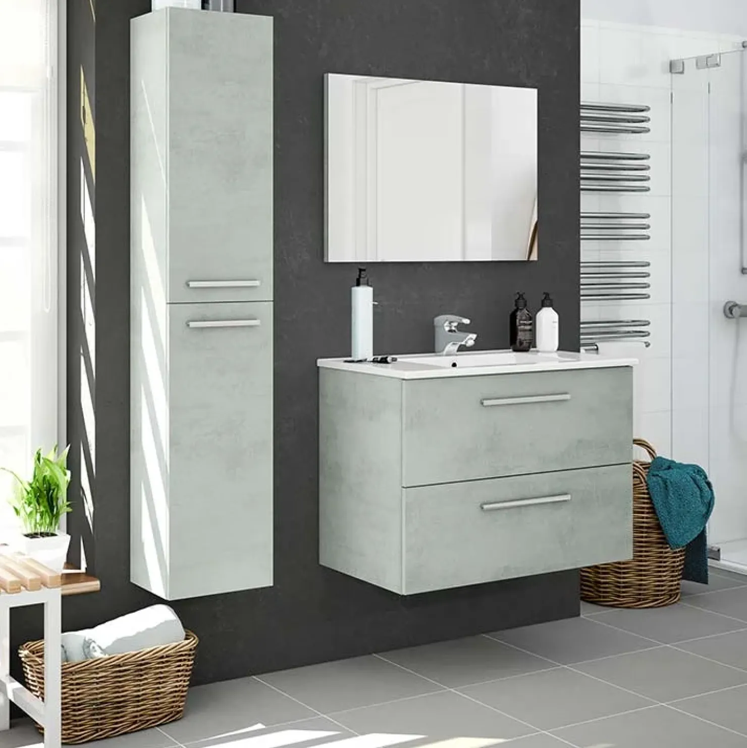 Garnero Arredamenti Colonna bagno sospesa 30x150h cm cemento Oscar Discount