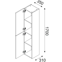 Garnero Arredamenti Colonna bagno sospesa 35x170h cm 2 ante beige rovere Swim Beige - Rovere Outlet