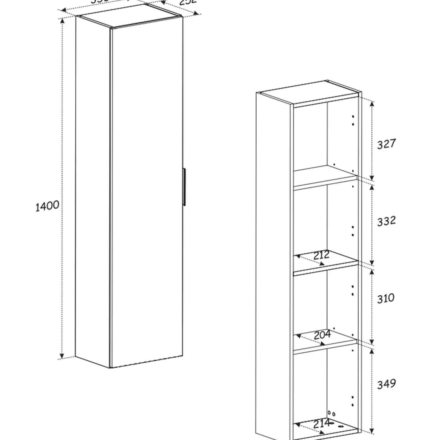 Garnero Arredamenti Colonna bagno sospesa 35x140h cm fresato 1 anta beige Sand Sale