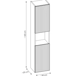 Garnero Arredamenti Colonna bagno sospesa 30x140h cm cannettato 2 ante Cleany Nero Sale