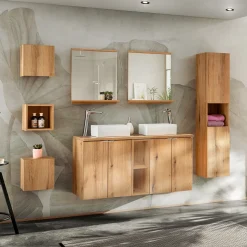 Garnero Arredamenti Colonna bagno sospesa 30x140h cm 2 ante rovere Rovery