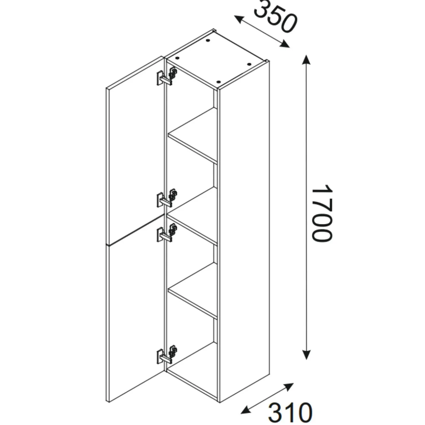 Garnero Arredamenti Colonna bagno sospesa 35x170h cm 2 ante nero rovere Swim Nero - Rovere Discount