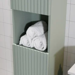 Garnero Arredamenti Colonna bagno sospesa 30x140h cm cannettato 2 ante verde salvia Greeny Online