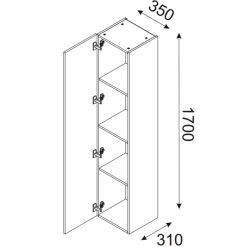 Garnero Arredamenti Colonna bagno sospesa 35x170h cm 1 anta beige rovere Swim Beige - Rovere Sale
