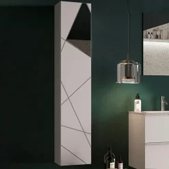 Garnero Arredamenti Colonna bagno 26x138h cm 1 anta bianco lucido specchi Olimpo New
