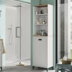 Garnero Arredamenti Colonna bagno 47x168h cm 1 anta 3 vani rovere bianco Ilias Clearance
