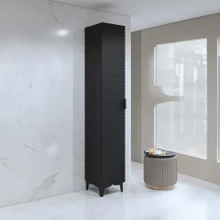 Garnero Arredamenti Colonna bagno 35x198h cm 1 anta nero frontale decorato Konny Nero Lucido - Nero opaco