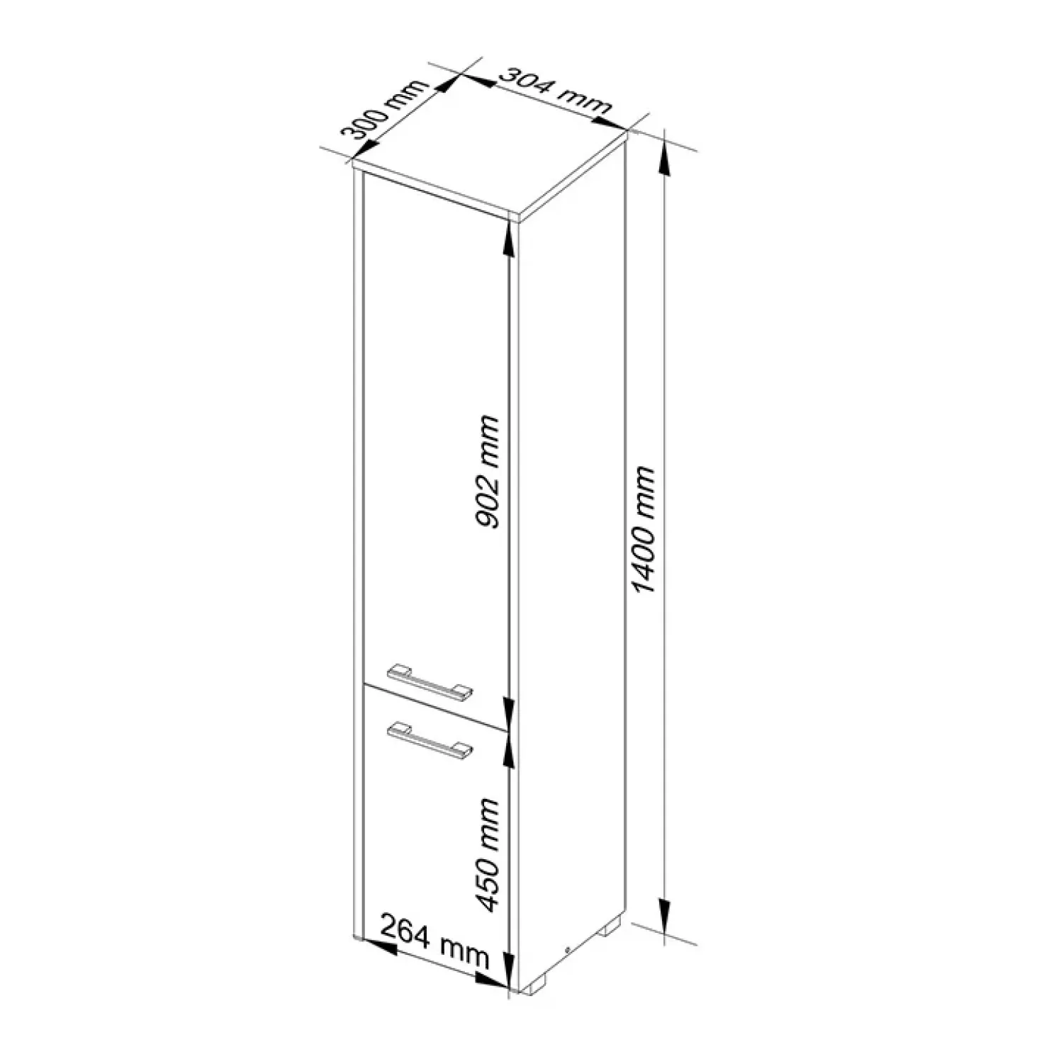 Garnero Arredamenti Colonna bagno 30x140h cm 2 ante grigio bianco Woters Bianco Opaco - Grigio Best