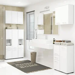 Garnero Arredamenti Colonna bagno 30x140h cm 2 ante 1 vano a giorno bianco Woters Bianco Opaco Clearance