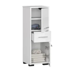 Garnero Arredamenti Colonna bagno 30x85h cm bassa 2 ante 1 cassetto Woters Bianco Lucido
