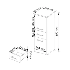 Garnero Arredamenti Colonna bagno 30x85h cm bassa 2 ante 1 cassetto Woters Bianco Lucido