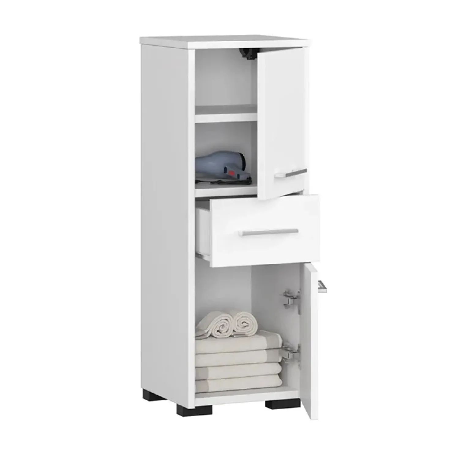Garnero Arredamenti Colonna bagno 30x85h cm bassa 2 ante 1 cassetto bianco Woters Bianco Opaco Hot