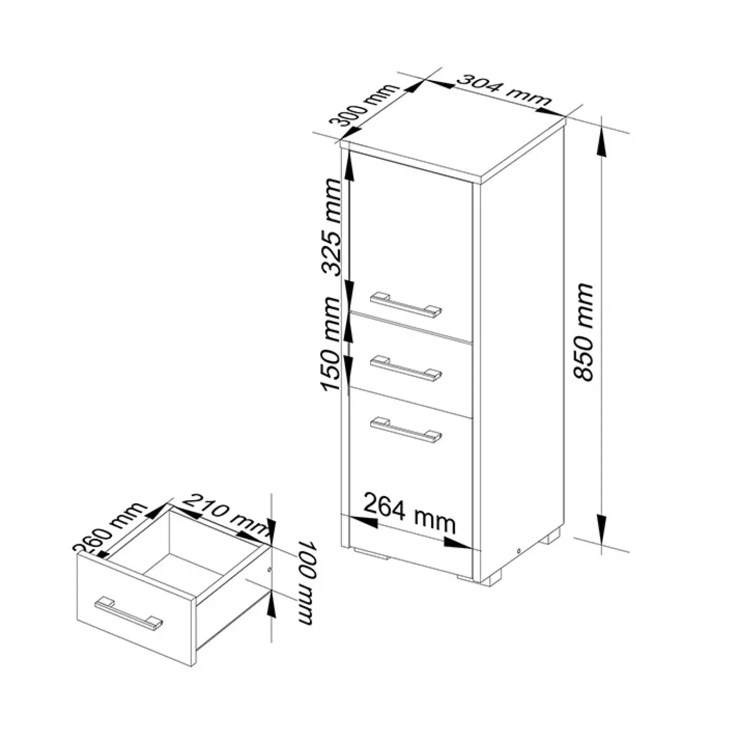 Garnero Arredamenti Colonna bagno 30x85h cm bassa 2 ante 1 cassetto bianco Woters Bianco Opaco Hot
