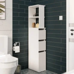 Garnero Arredamenti Colonna bagno 33x136h cm con 2 cassetti moderno bianco Zaida