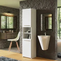 Garnero Arredamenti Colonna bagno 40x170h cm moderna con ripiano bianco Ramona Sale