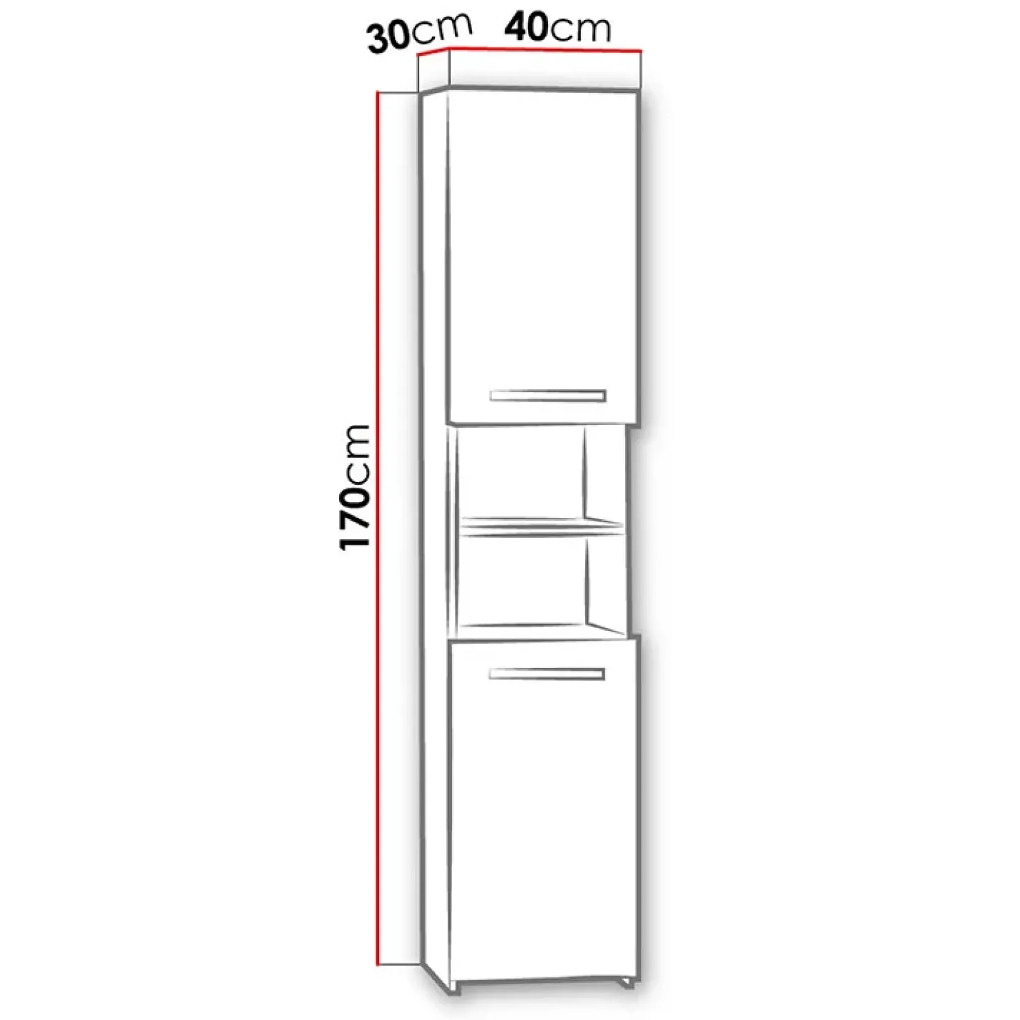 Garnero Arredamenti Colonna bagno 40x170h cm moderna con ripiano bianco Ramona Sale
