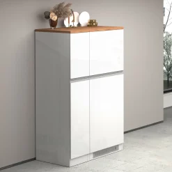 Garnero Arredamenti Colonna frigo dispensa cucina 90x165h cm moderna bianco rovere Gourmet Bianco Lucido - Rovere