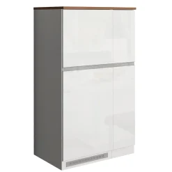 Garnero Arredamenti Colonna frigo dispensa cucina 90x165h cm moderna bianco rovere Gourmet Bianco Lucido - Rovere