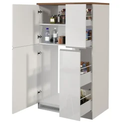 Garnero Arredamenti Colonna frigo dispensa cucina 90x165h cm moderna bianco rovere Gourmet Bianco Lucido - Rovere