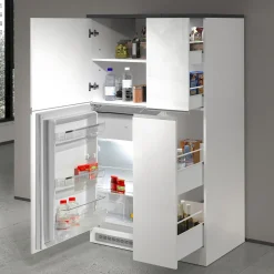 Garnero Arredamenti Colonna frigo dispensa cucina 90x165h cm moderna bianco grigio pietra Gourmet Bianco Lucido - Grigio pietra Outlet