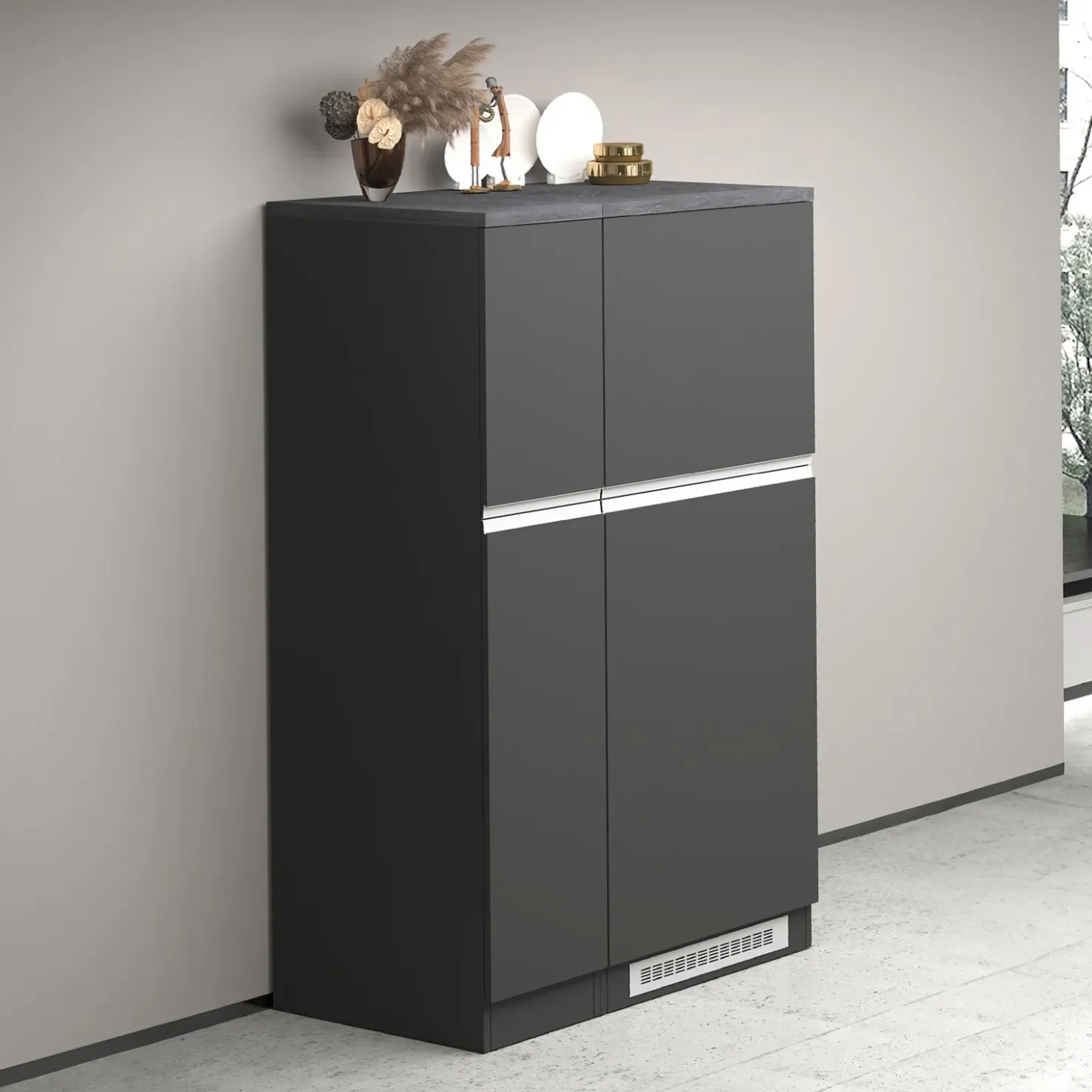 Garnero Arredamenti Colonna frigo dispensa cucina 90x165h cm moderna antracite grigio pietra Gourmet Antracite - Grigio pietra New