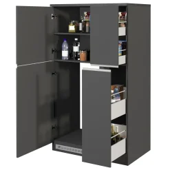 Garnero Arredamenti Colonna frigo dispensa cucina 90x165h cm moderna antracite grigio pietra Gourmet Antracite - Grigio pietra New